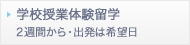 学校授業体験留学／2週間から・出発は希望日