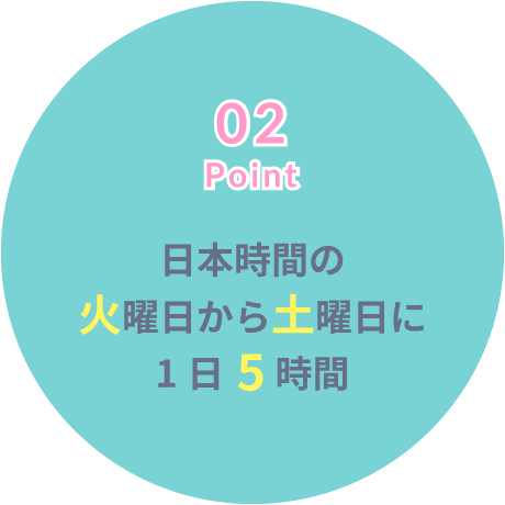 Point02 日本時間の火曜日から土曜日に1日5時間